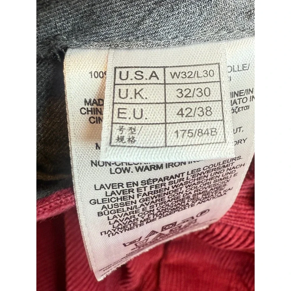 Brooks Brothers Clark Corduroy Flat Front Pants Men W32 L30 Red Casual Chinos